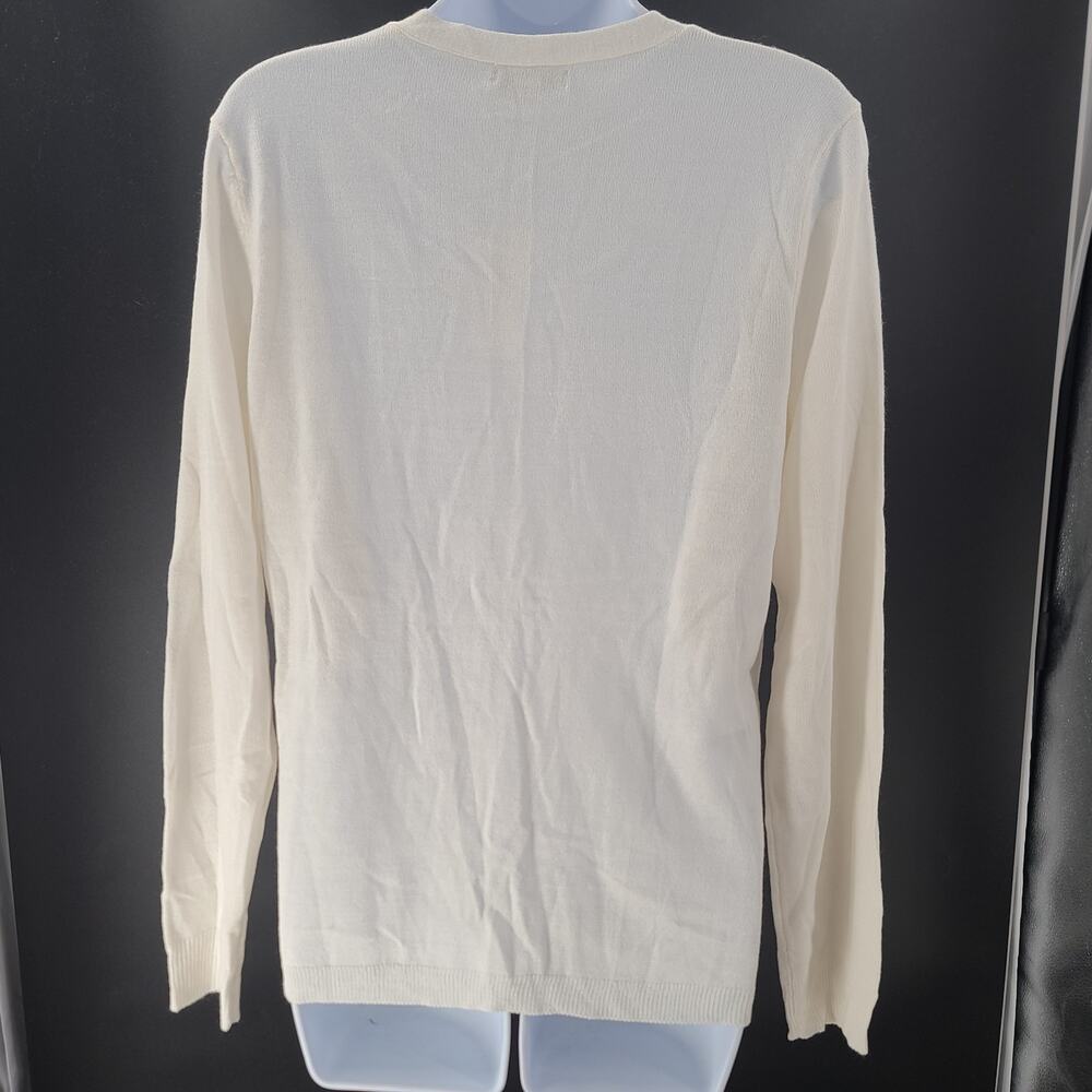 New York & Co Cardigan Argyle White Large - Picture 4 of 11